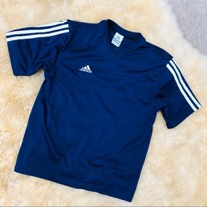 ADIDAS navy blue white 3 stripes climalite short sleeve tee t-shirt